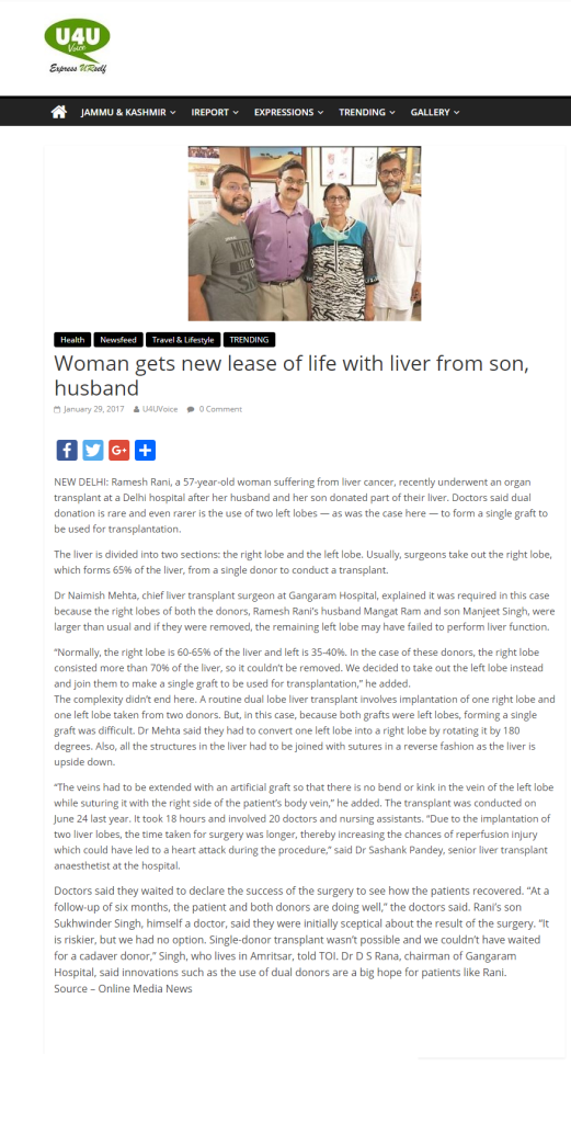 Woman gets new lease of life with liver from son, husband